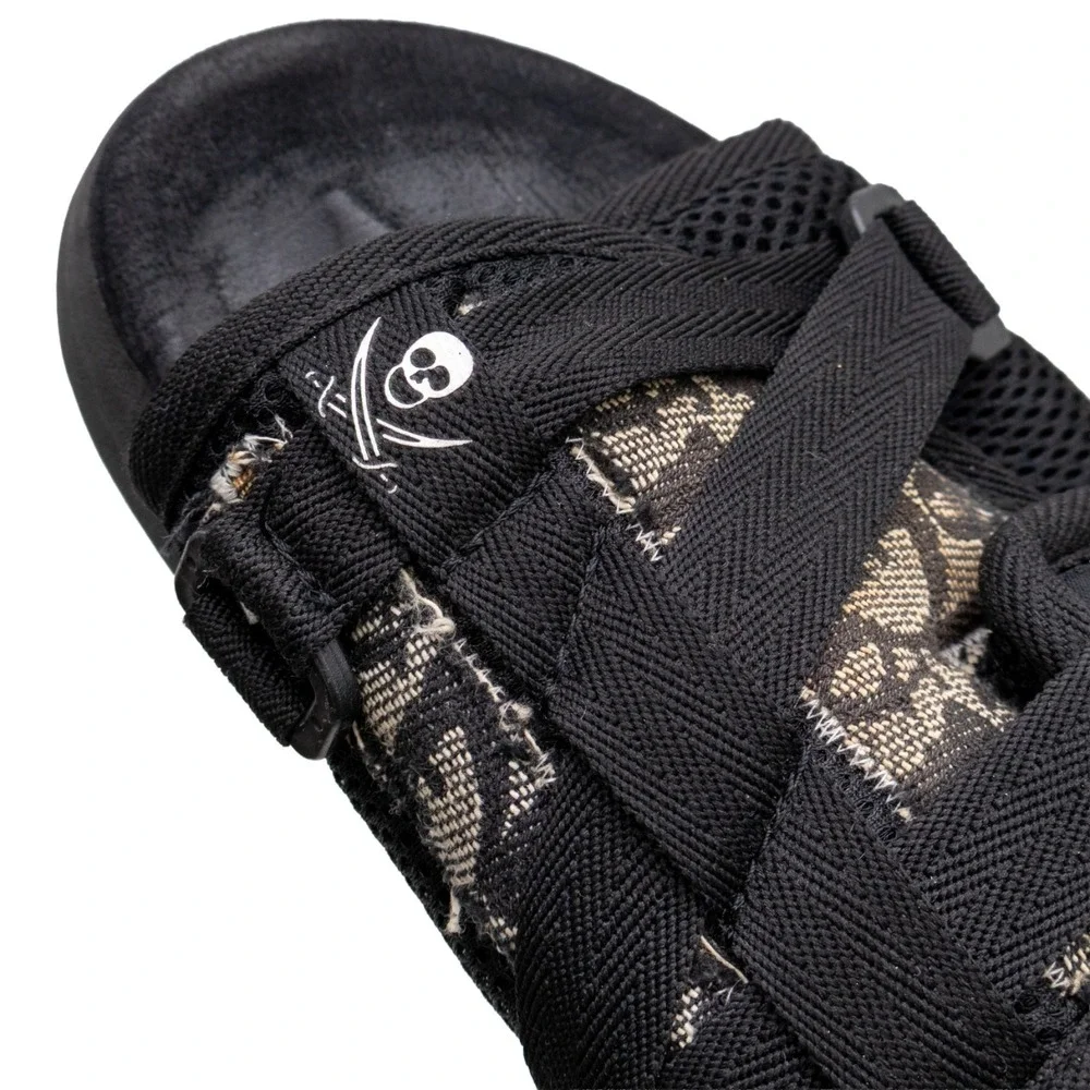 Visvim FREE INTERNATIONAL LABORATORY CUBISM Black Strap Slide Sandals Men US 8.5